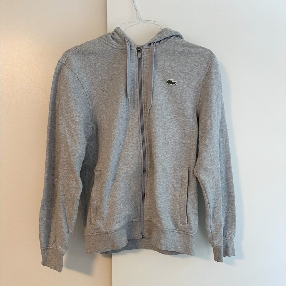 Lacoste Men's Grey Fleece ZIp Up Hoodie
